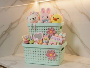 Pastel 2-Tier Decorative Storage Basket Organizer